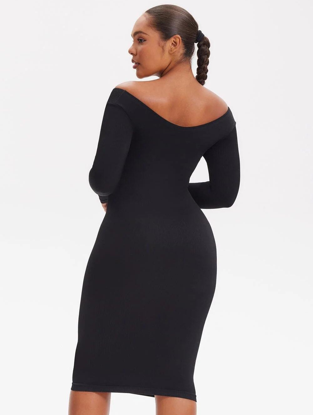 Shapewear V-Hals Jurk met Lange Mouwen