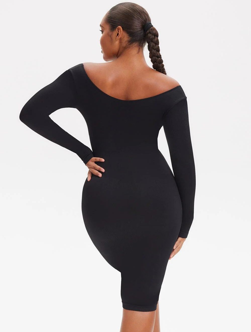 Shapewear V-Hals Jurk met Lange Mouwen