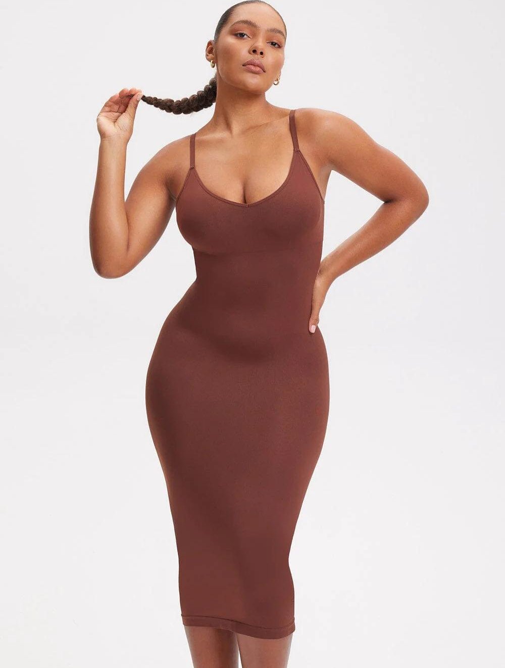 Shapewear V-hals Midi Jurk