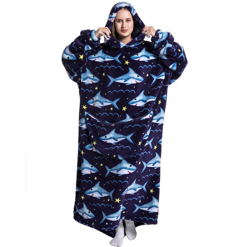 Knusse Draagbare Deken Hoodie | Warme Fleece Oversized Hoodie met Zak & Capuchon