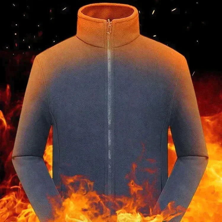 Ultiem Warme Polyester Fleece Jas – Winddichte Unisex Winterjas met Opstaande Kraag