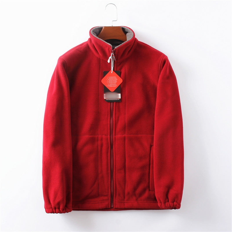 Ultiem Warme Polyester Fleece Jas – Winddichte Unisex Winterjas met Opstaande Kraag