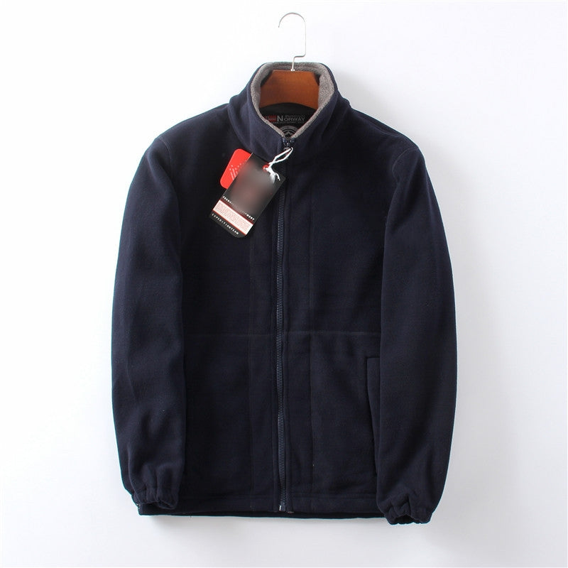 Ultiem Warme Polyester Fleece Jas – Winddichte Unisex Winterjas met Opstaande Kraag