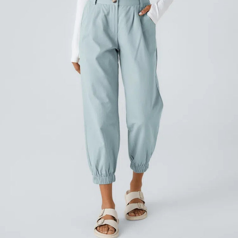 Casual damesbroek met taps toelopende pijpen & zijzakken – Comfortabel & stijlvol