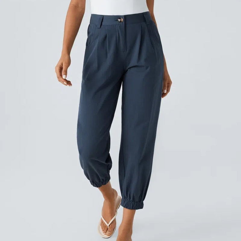 Casual damesbroek met taps toelopende pijpen & zijzakken – Comfortabel & stijlvol