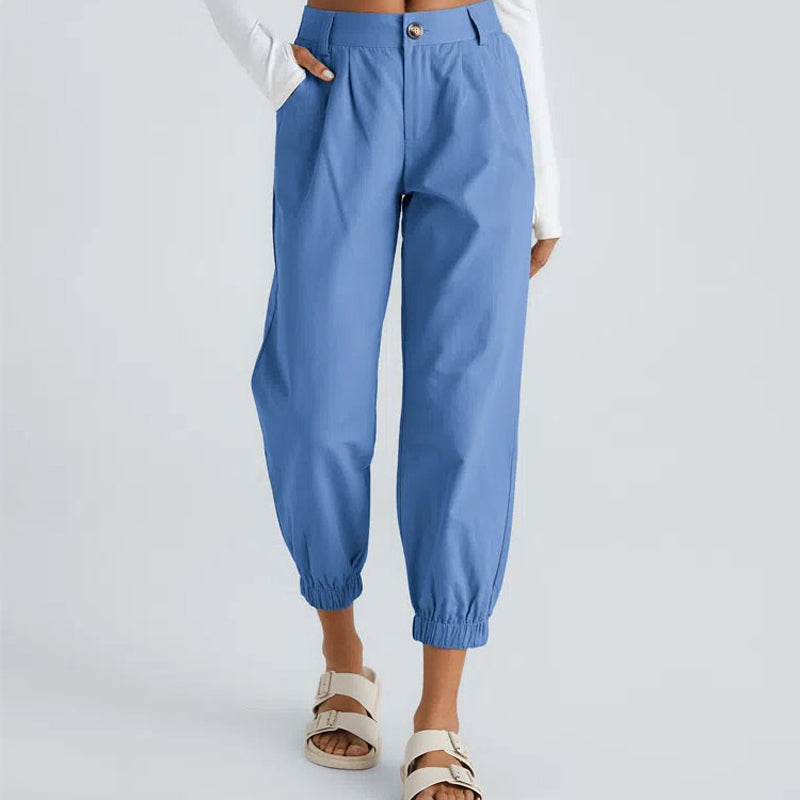 Casual damesbroek met taps toelopende pijpen & zijzakken – Comfortabel & stijlvol