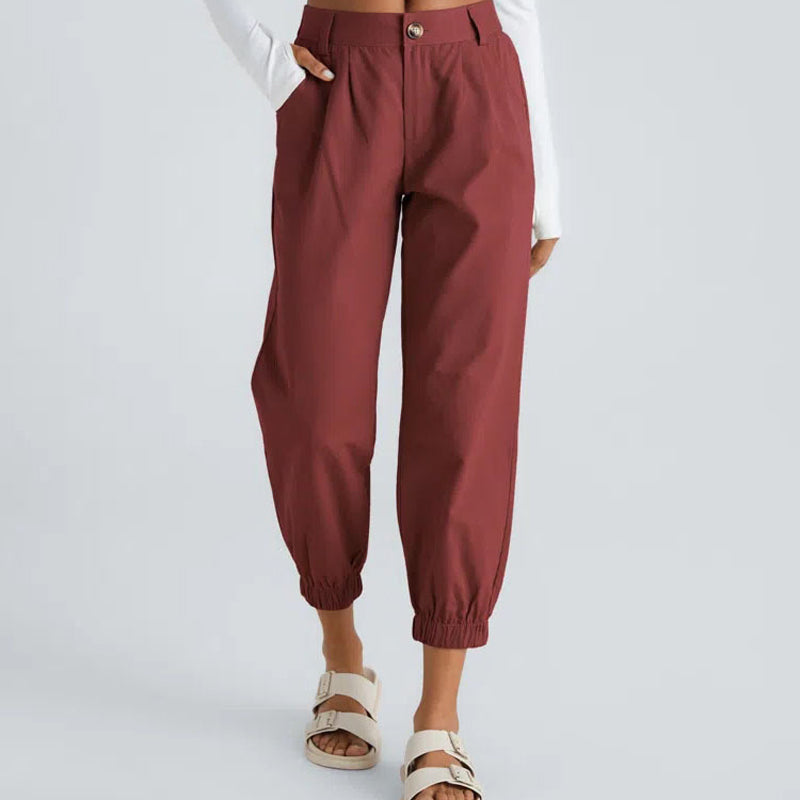 Casual damesbroek met taps toelopende pijpen & zijzakken – Comfortabel & stijlvol