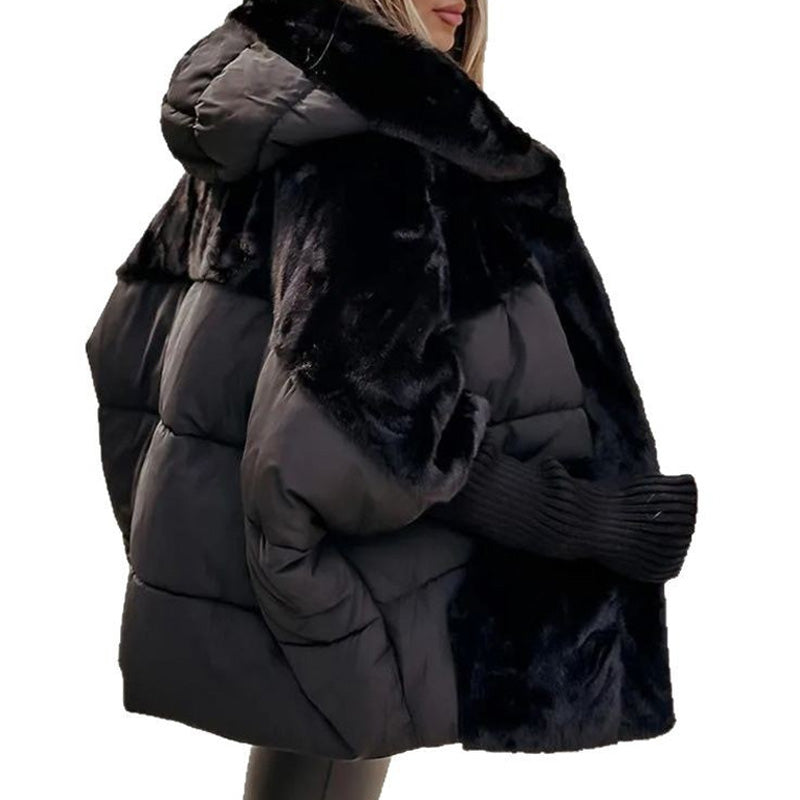 Oversized Patchwork Pufferjas met Capuchon – Warme Winterjas voor Dames