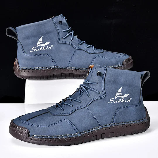 Heren Orthopedische Leren Boots – Waterdichte Comfortschoenen met Voetboogsteun & Antislip Zool
