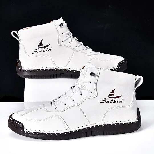 Heren Orthopedische Leren Boots – Waterdichte Comfortschoenen met Voetboogsteun & Antislip Zool