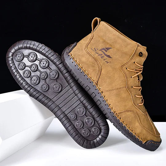 Heren Orthopedische Leren Boots – Waterdichte Comfortschoenen met Voetboogsteun & Antislip Zool