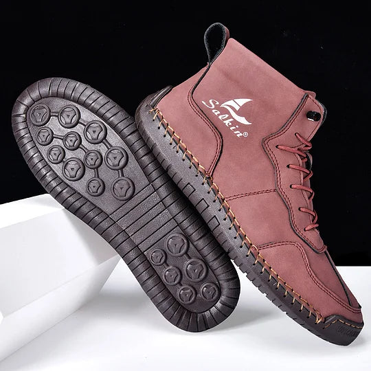 Heren Orthopedische Leren Boots – Waterdichte Comfortschoenen met Voetboogsteun & Antislip Zool