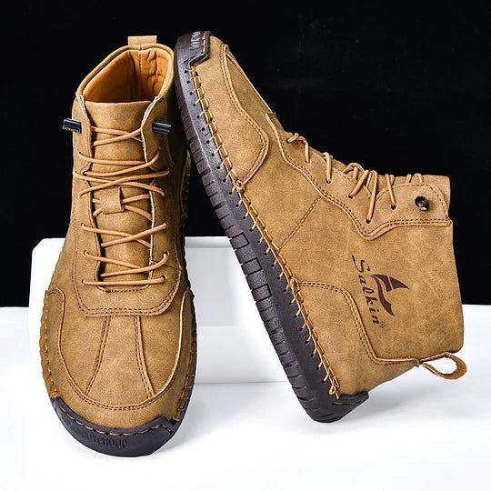 Heren Orthopedische Leren Boots – Waterdichte Comfortschoenen met Voetboogsteun & Antislip Zool
