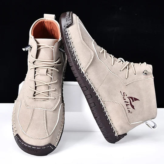 Heren Orthopedische Leren Boots – Waterdichte Comfortschoenen met Voetboogsteun & Antislip Zool