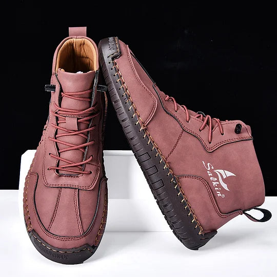 Heren Orthopedische Leren Boots – Waterdichte Comfortschoenen met Voetboogsteun & Antislip Zool