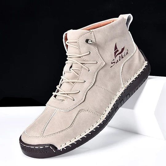 Heren Orthopedische Leren Boots – Waterdichte Comfortschoenen met Voetboogsteun & Antislip Zool