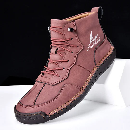 Heren Orthopedische Leren Boots – Waterdichte Comfortschoenen met Voetboogsteun & Antislip Zool