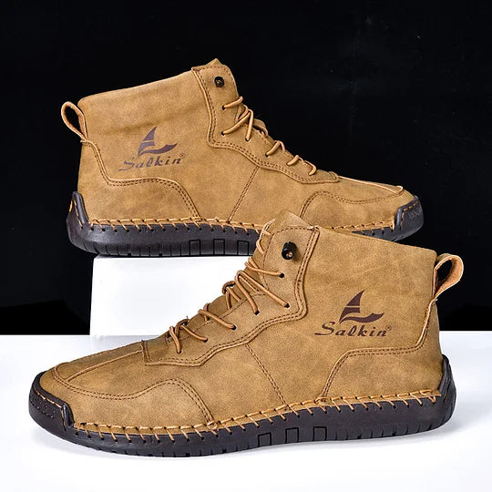 Heren Orthopedische Leren Boots – Waterdichte Comfortschoenen met Voetboogsteun & Antislip Zool
