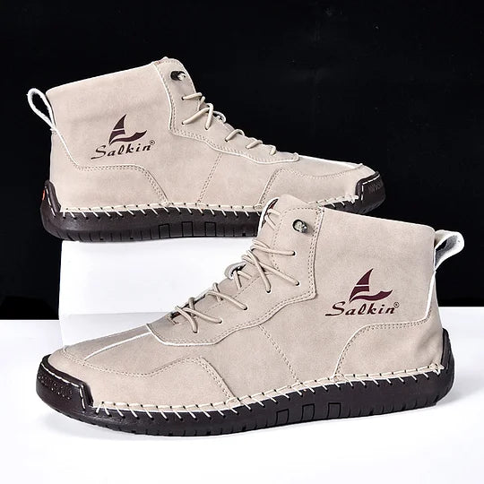 Heren Orthopedische Leren Boots – Waterdichte Comfortschoenen met Voetboogsteun & Antislip Zool