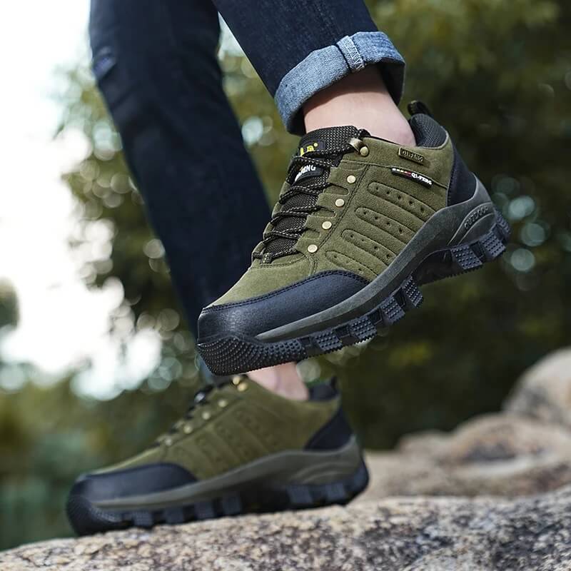 Waterdichte Leren Wandelschoenen – Outdoor Trekking & Werklaarzen in Groen