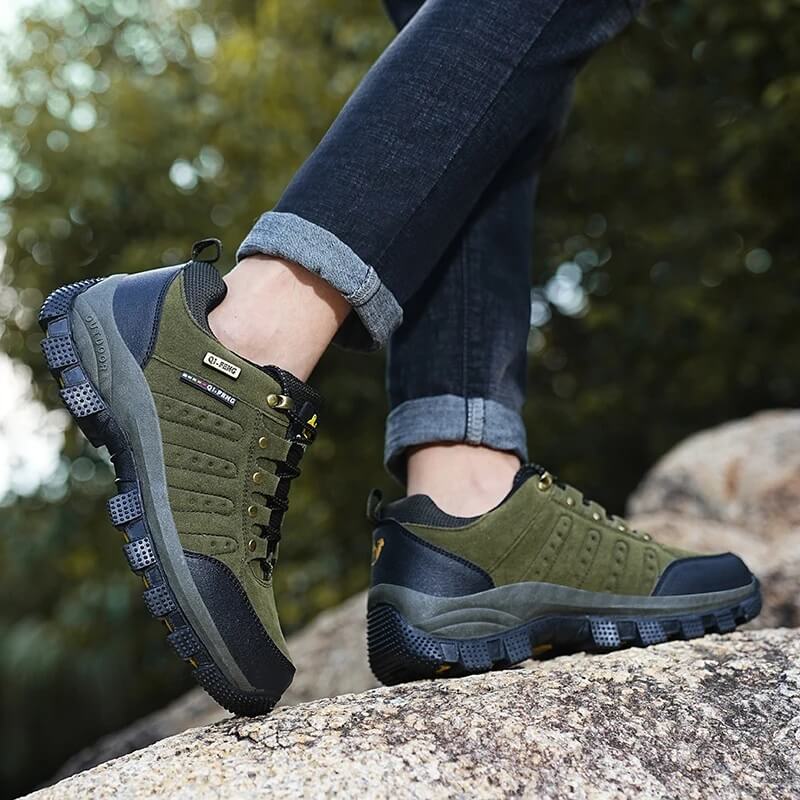 Waterdichte Leren Wandelschoenen – Outdoor Trekking & Werklaarzen in Groen