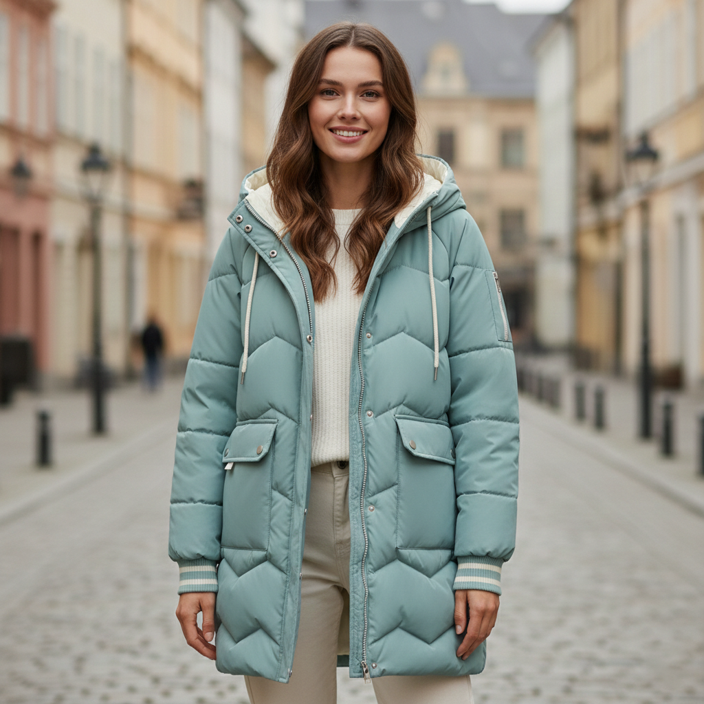 Lange Gewatteerde Winterjas Dames met Verstelbare Capuchon en Gestructureerd Ontwerp voor Optimale Bescherming 4