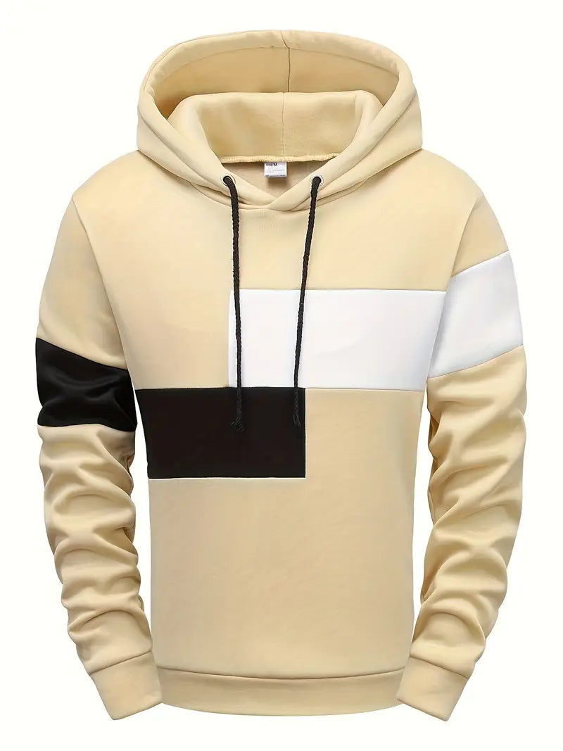 Stijlvolle Patchwork Hoodie voor Heren – Comfortabel, Warm & Duurzaam