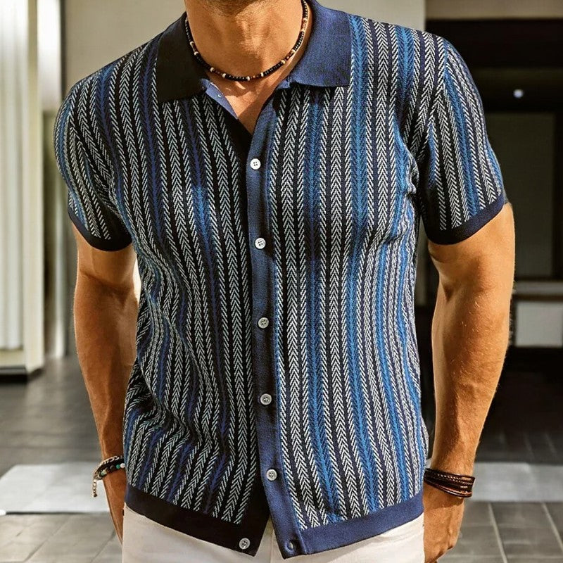 Milieuvriendelijk Overhemd van Biologisch Katoenmix met Vissengraatpatroon – Zacht Button-Down voor Casual en Semi-Formele Gelegenheden