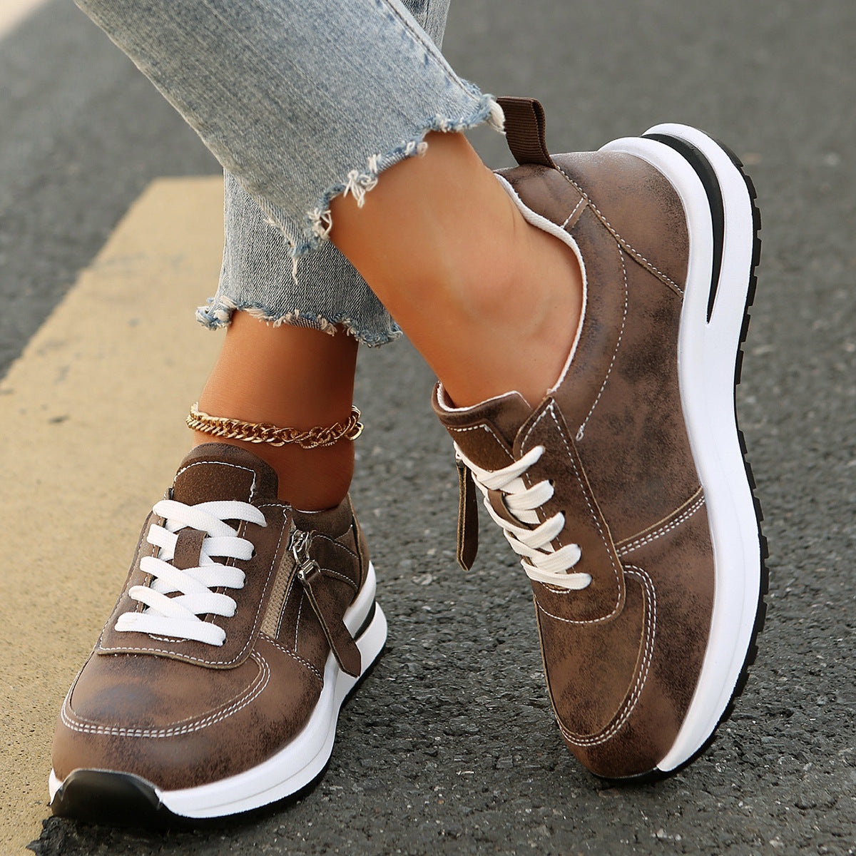 Dames Sneakers met Verborgen 10cm Verhoging – Lichtgewicht Streetwear Schoenen met Comfortzool en Zijrits
