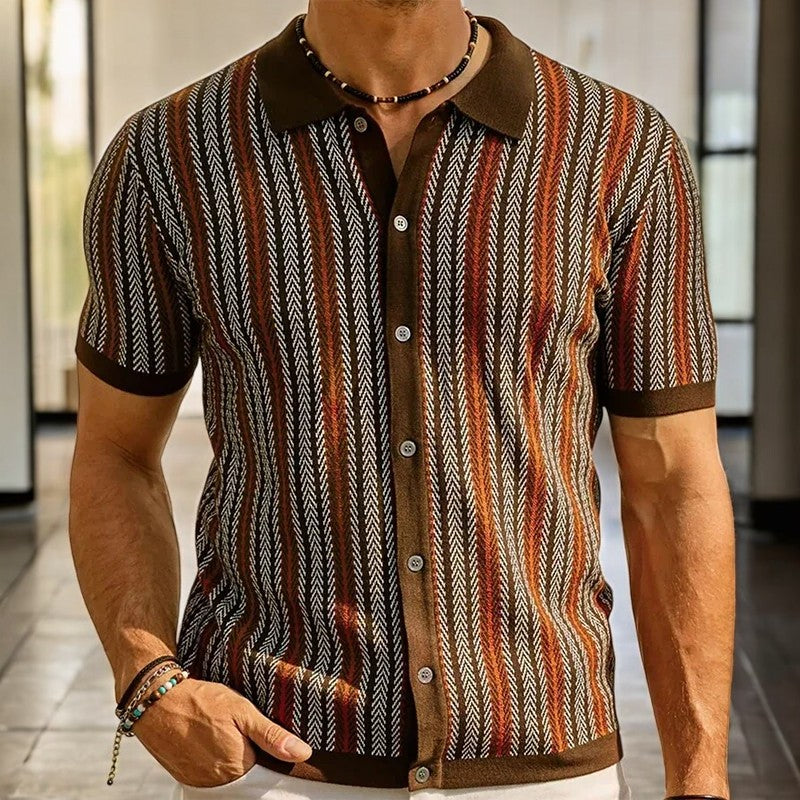 Milieuvriendelijk Overhemd van Biologisch Katoenmix met Vissengraatpatroon – Zacht Button-Down voor Casual en Semi-Formele Gelegenheden