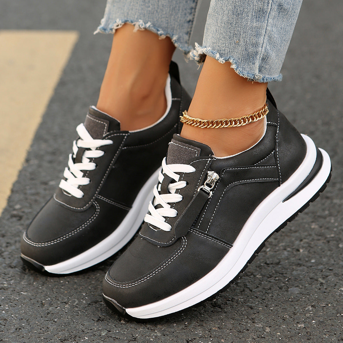 Dames Sneakers met Verborgen 10cm Verhoging – Lichtgewicht Streetwear Schoenen met Comfortzool en Zijrits
