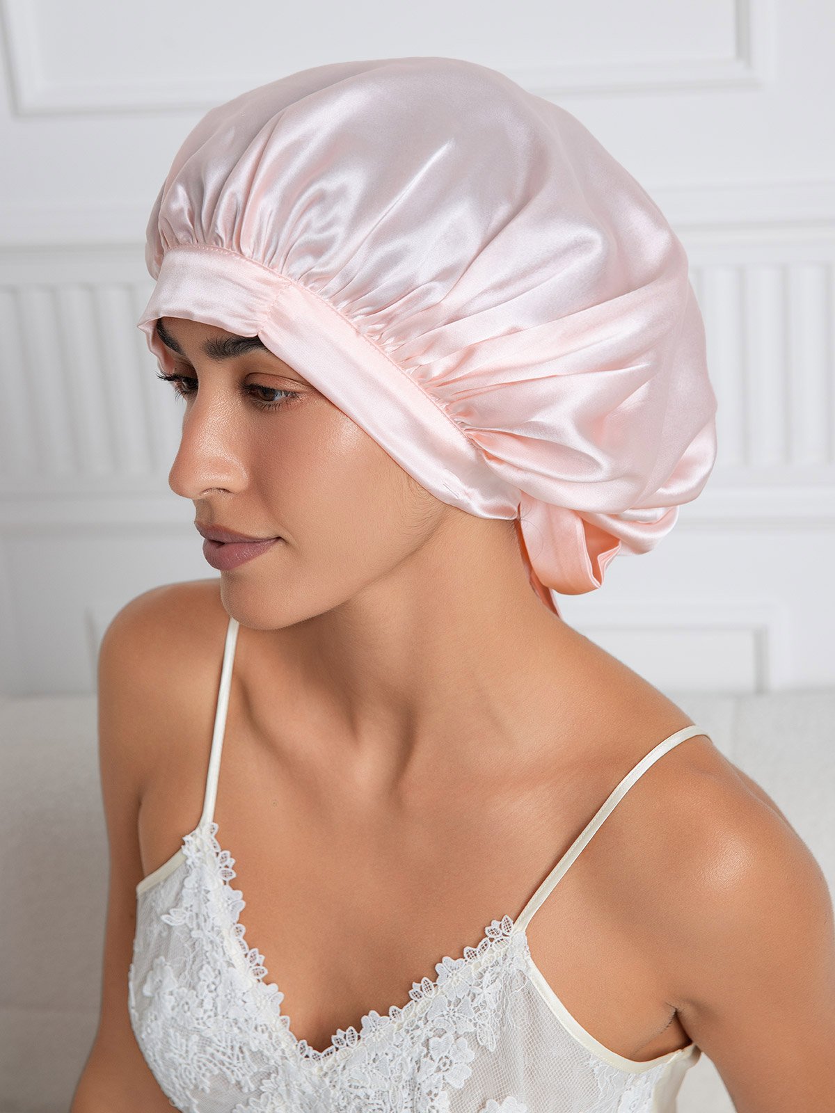 (1+1 Free) Pure Silk Sleep Cap with Ties