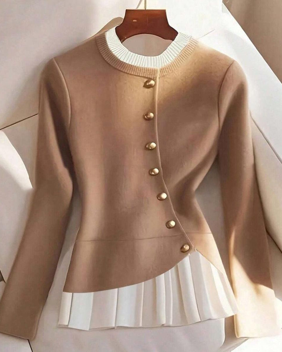 Chique Abrikooskleurige Lange Mouwen Trui – Elegante & Comfortabele Herfststijl voor Dames