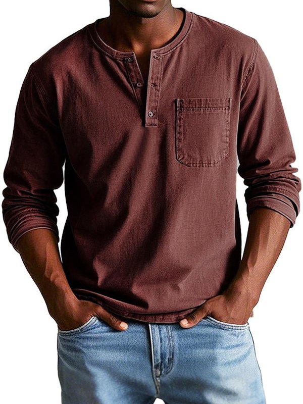 Casual heren shirt met knoopsluiting – moderne pasvorm en vintage uitstraling