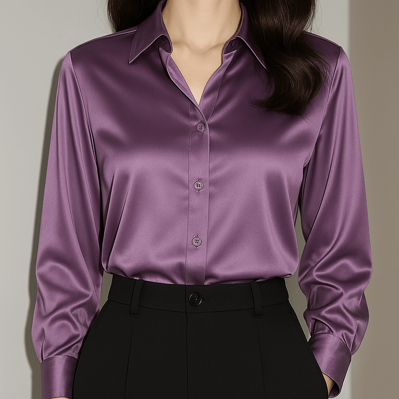 Elegante Satijnen Blouse – Luchtige Pasvorm, Zijdezacht, Voor Dag en Nacht