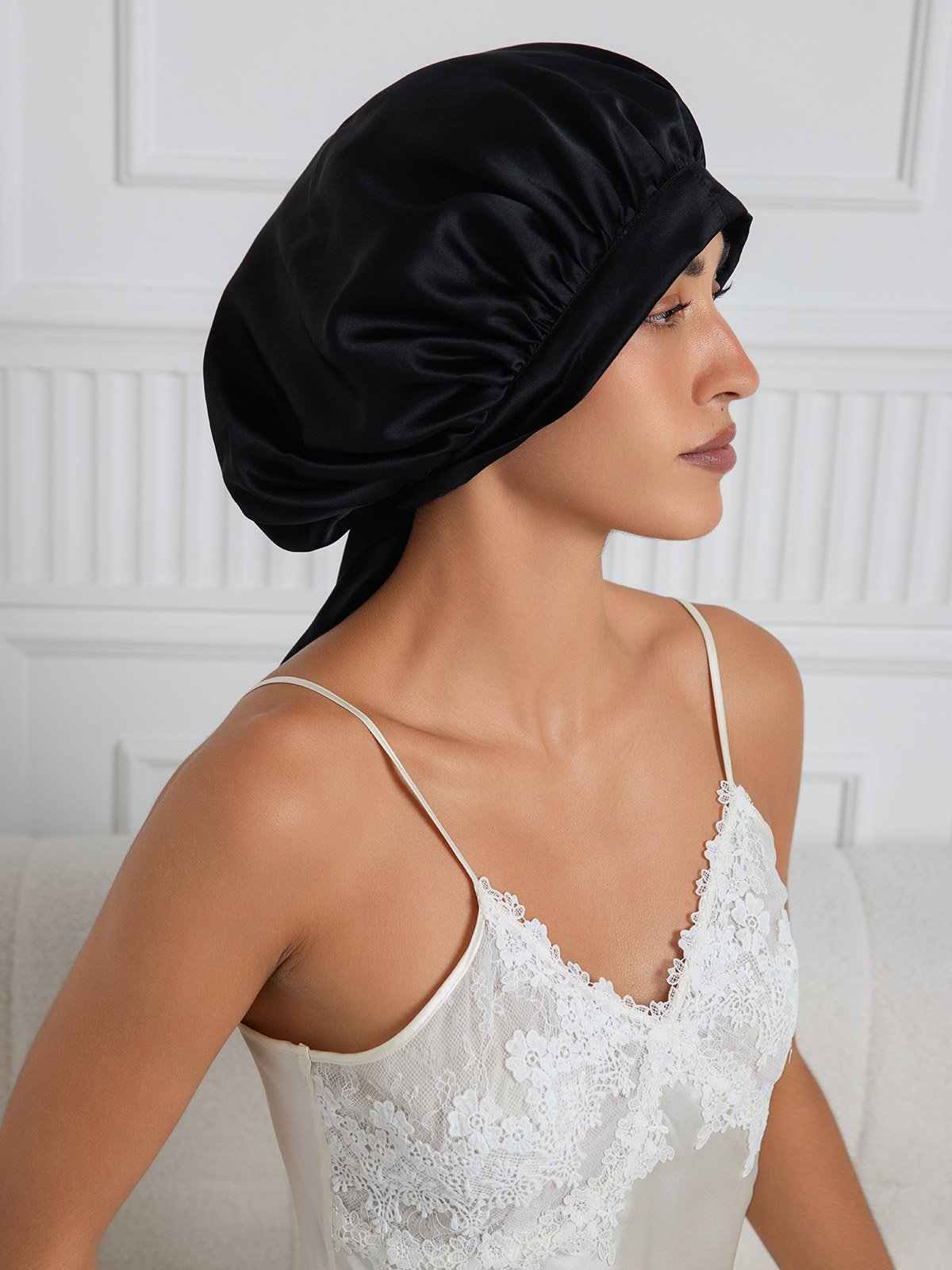 (1+1 Free) Pure Silk Sleep Cap with Ties
