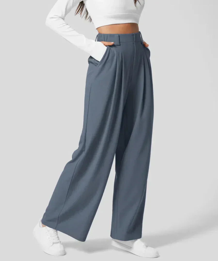 High-Waist Damesbroek met Wijde Pijpen – Elegante & Comfortabele Pantalon voor Werk en Vrije Tijd