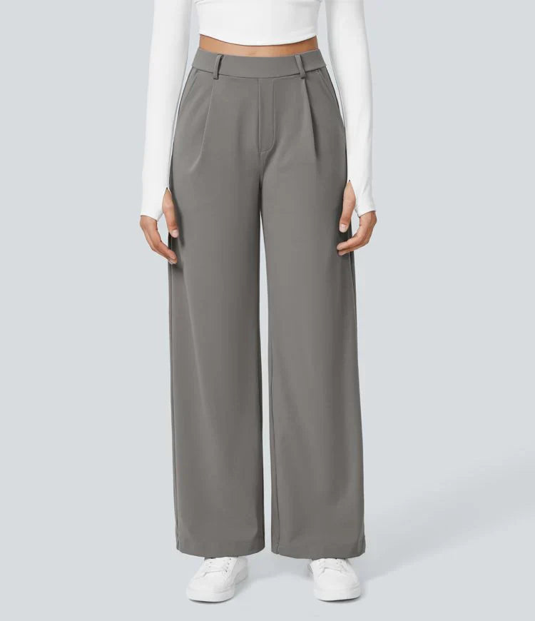 High-Waist Damesbroek met Wijde Pijpen – Elegante & Comfortabele Pantalon voor Werk en Vrije Tijd