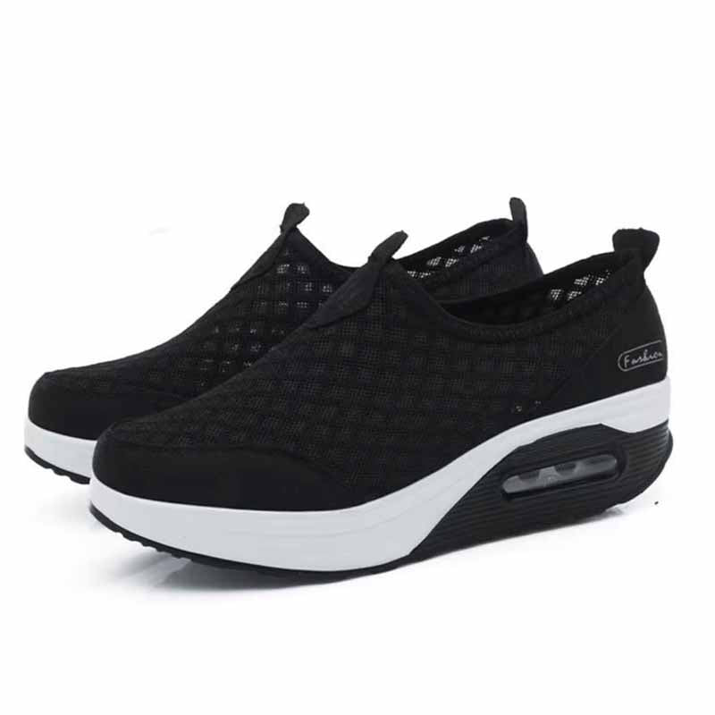 Lichtgewicht Mesh Sneakers voor Dames – Hoge Platform Zool, Anti-zweet, Comfort voor de Hele Dag