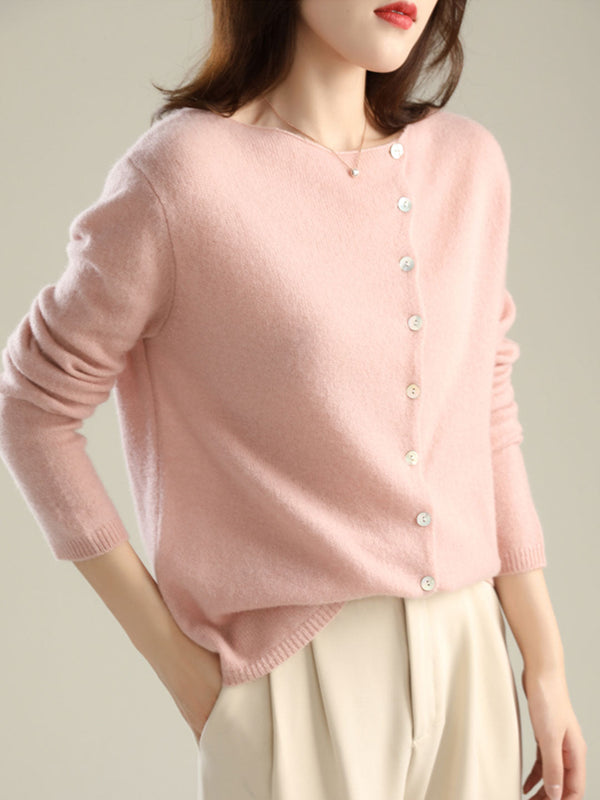 Classic Crew Neck Knitted Cardigan – Tijdloos Gebreid Vest met Ronde Hals