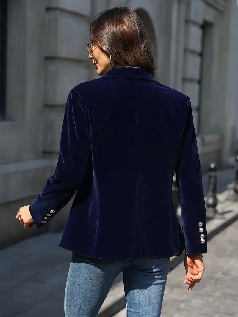 Dames Fluwelen Blazer – Elegante Getailleerde Jas met Klassieke Revers voor Avond & Casual Look