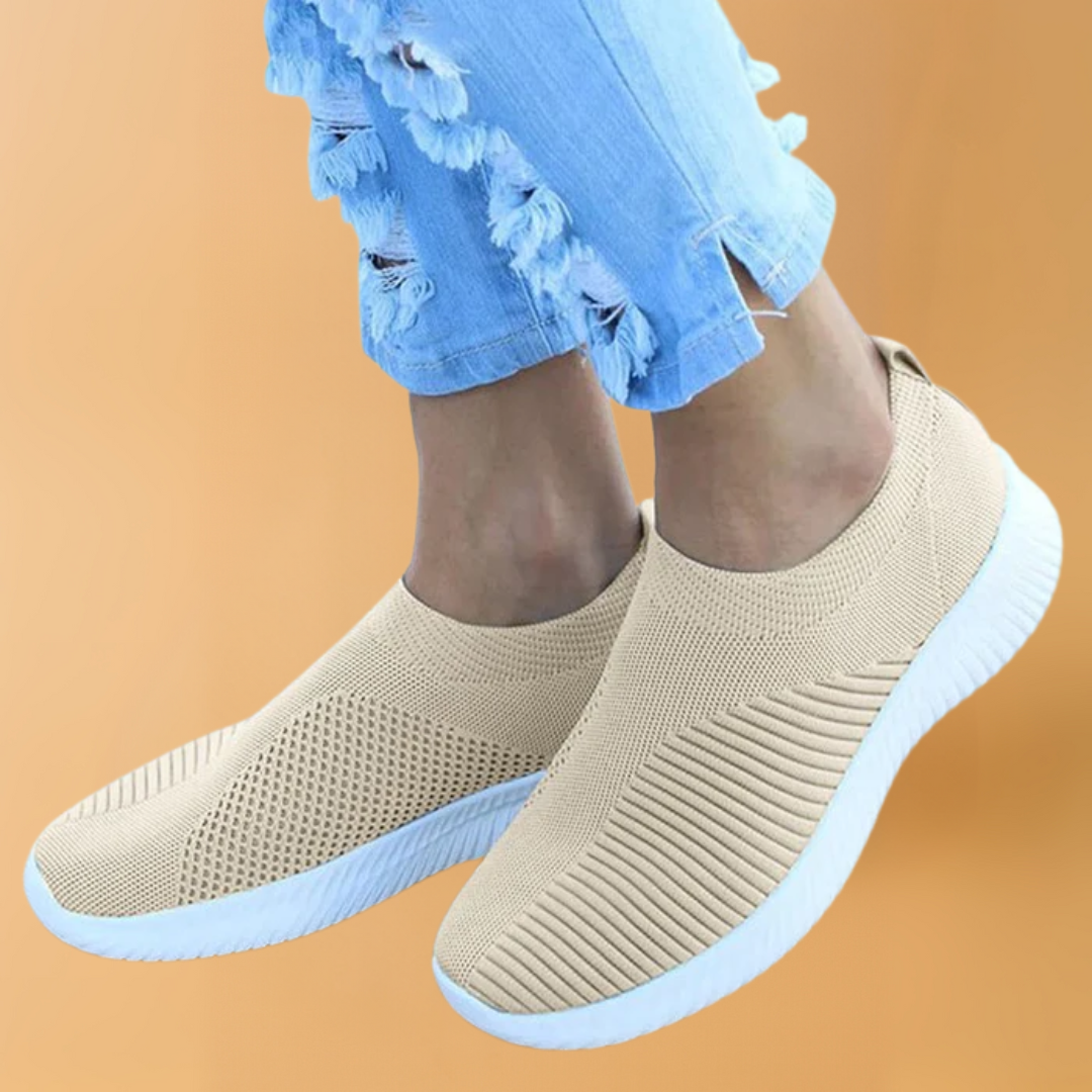 Dames Crystal Ademend Orthopedisch Slip-On Wandelschoenen – Stijlvolle en Comfortabele Schoenen voor Lange Dagen