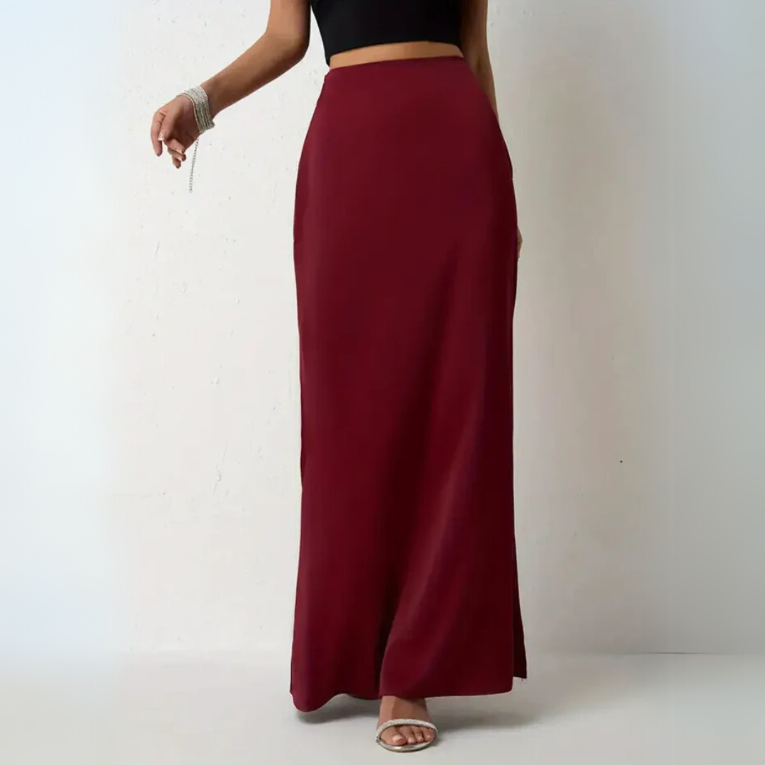 Elegante Satijnen Rok met Hoge Taille – Zwarte Zwierige Rok voor Feestjes, Dates & Avondlooks