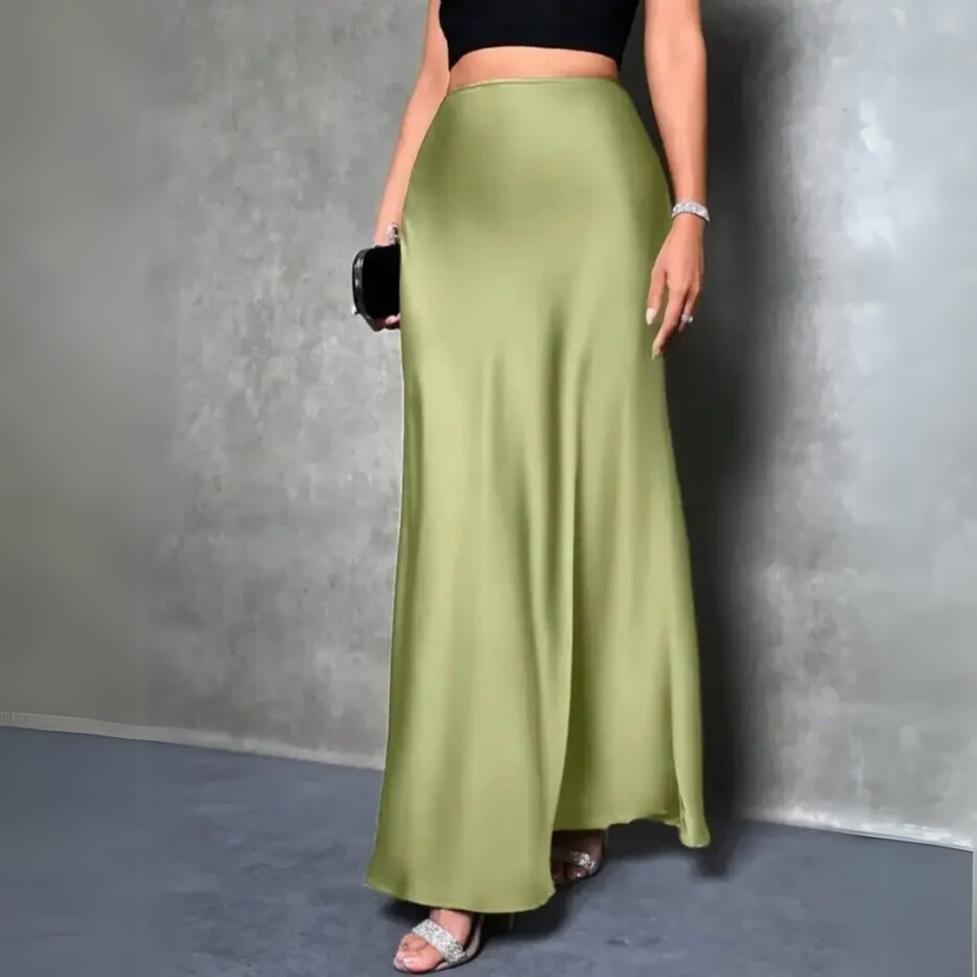 Elegante Satijnen Rok met Hoge Taille – Zwarte Zwierige Rok voor Feestjes, Dates & Avondlooks