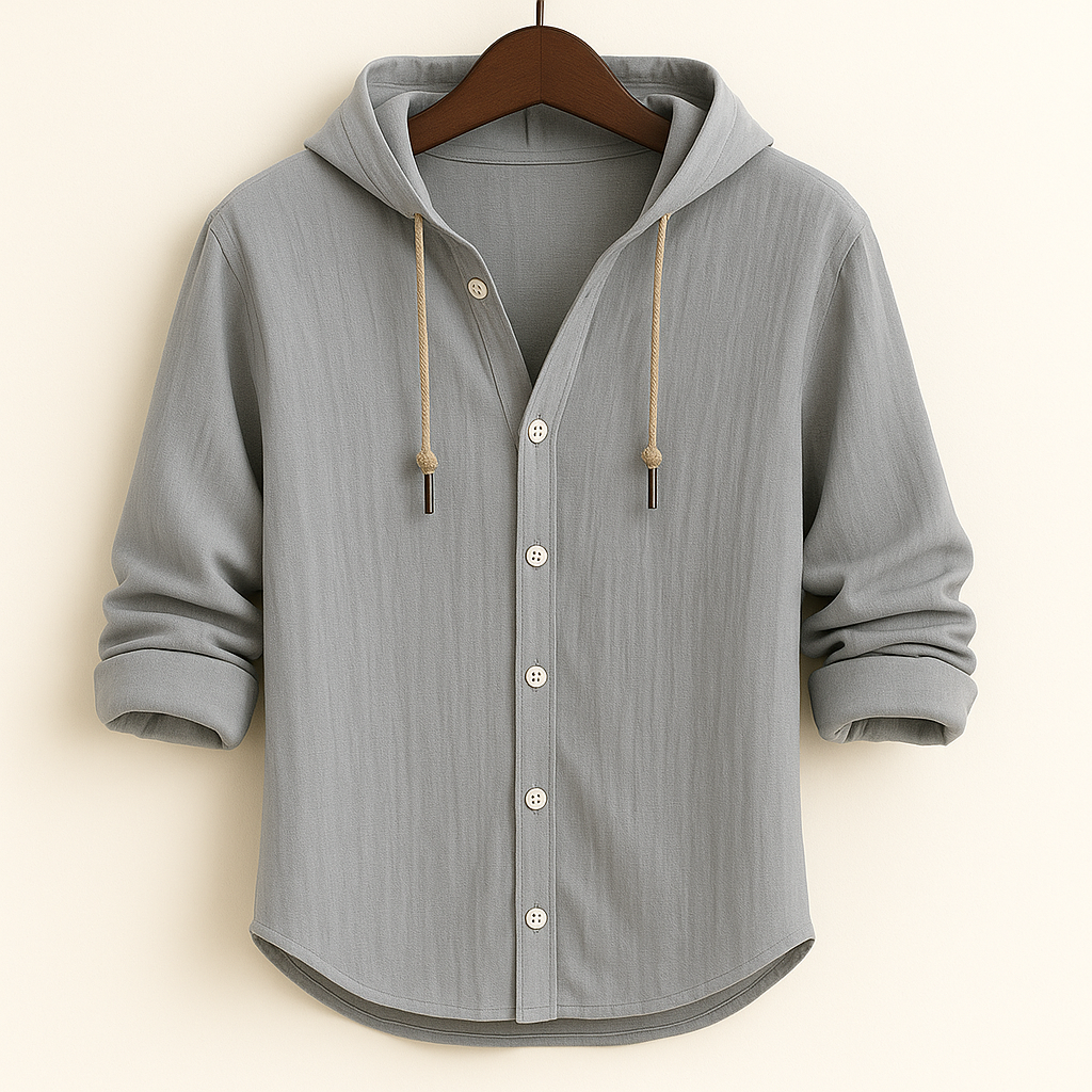 Heren Hoodie Shirt – Lichtgewicht Katoen-Linnen, Ademend & Stijlvol