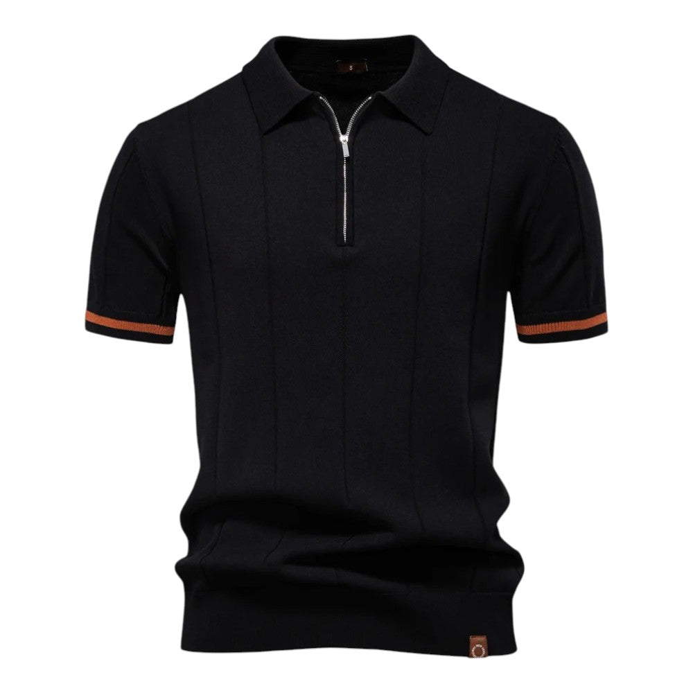 Polo met Rits – Luxe Herenpolo van Stretchstof met Sportieve Knit Details