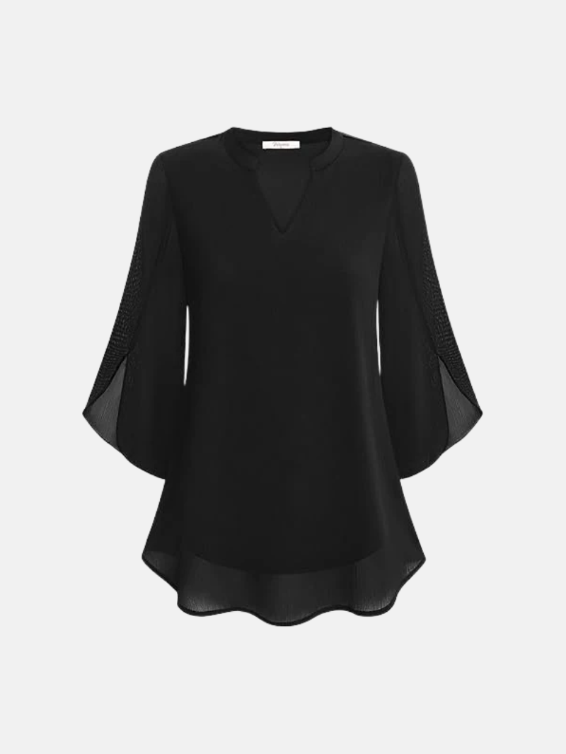 Elegante Chiffon Blouse met Dubbele Laag – Luchtige Pasvorm voor Moeiteloze Stijl