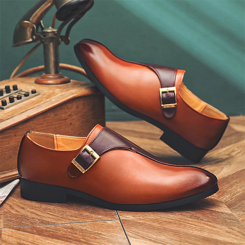 Dames Monk-Strap Loafers – Tweekleurig Echt Leder met Comfortabele Voering