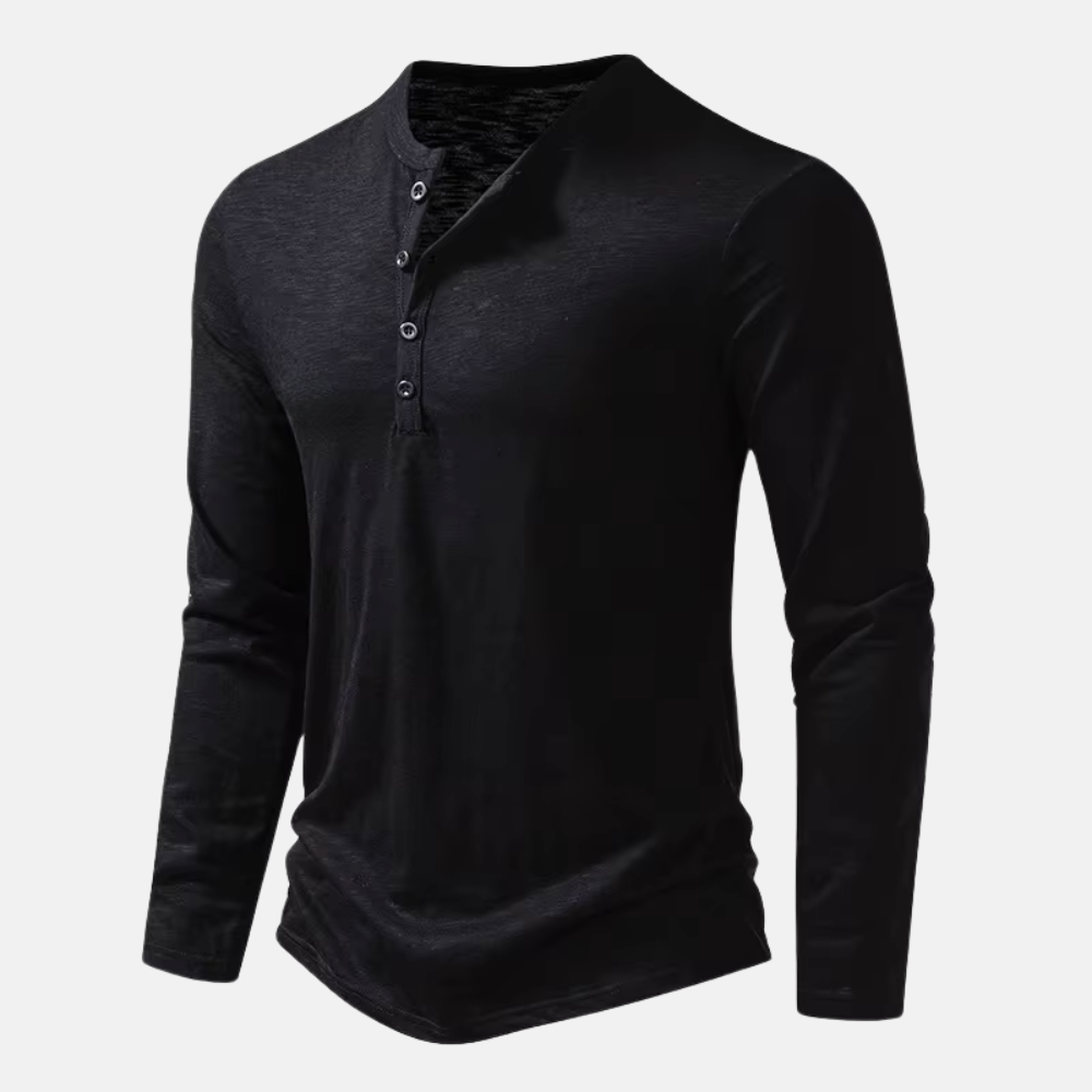 Heren Longsleeve T-shirt – Tijdloos 100% Katoen met Knopen