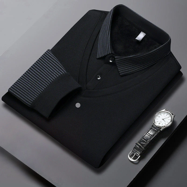 Heren Thermo Longsleeve Polo met Fleecevoering – Warme Casual Winter Top